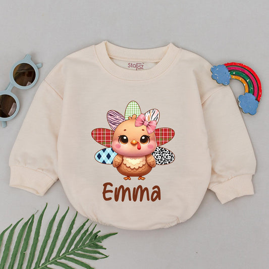 Thanksgiving Baby Romper: Personalized Turkey Outfit for First Holiday