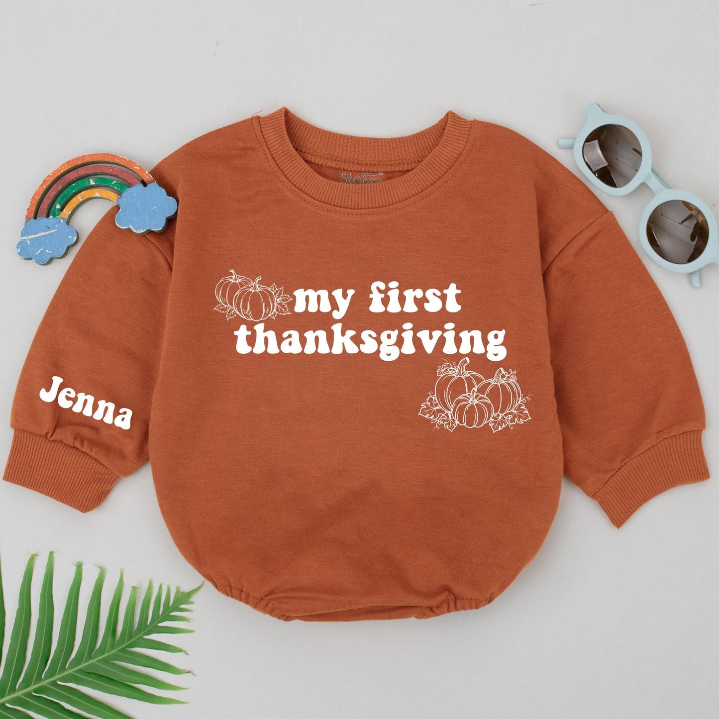 Autumn Baby Romper: Pumpkin Spice First Thanksgiving Outfit