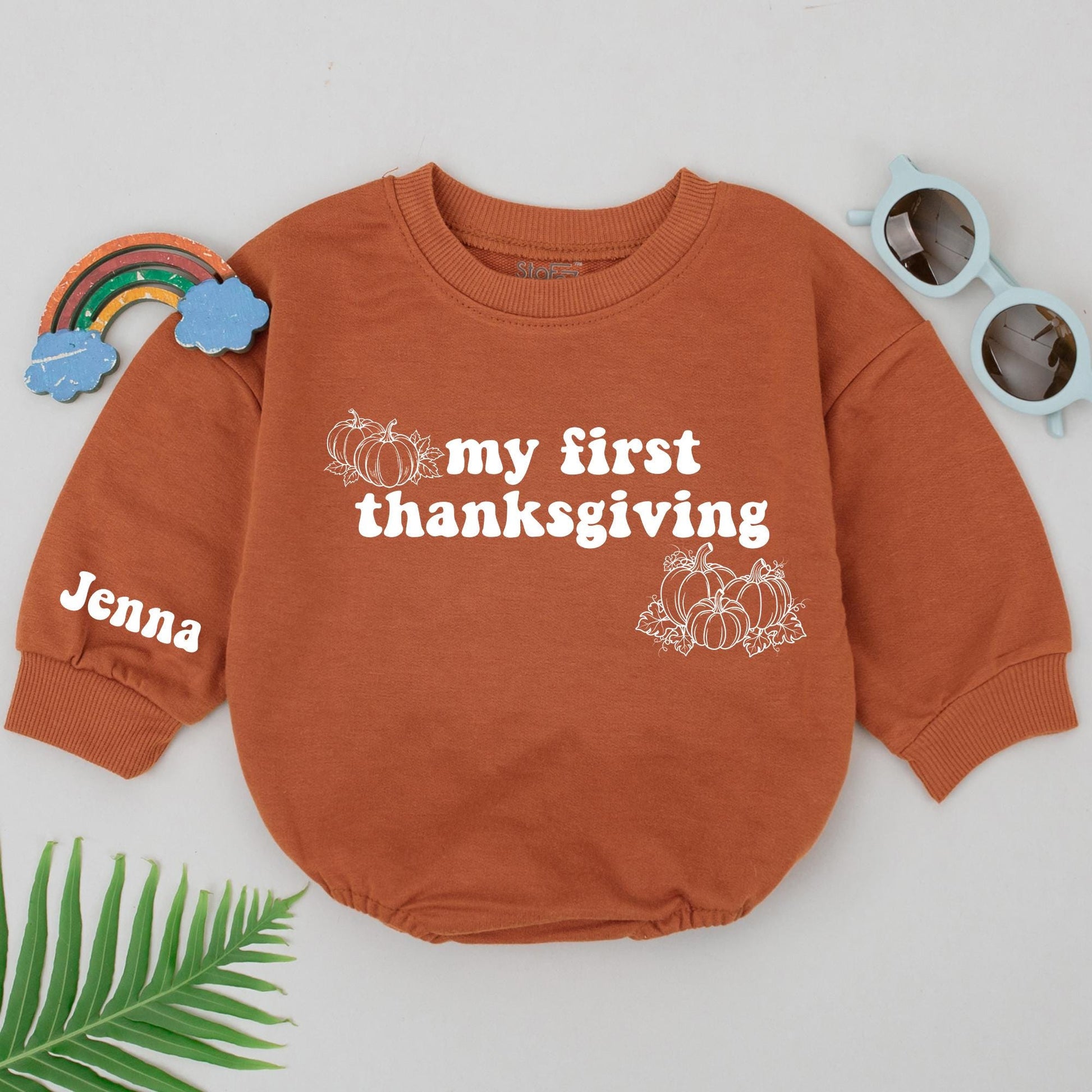 Autumn Baby Romper: Pumpkin Spice First Thanksgiving Outfit