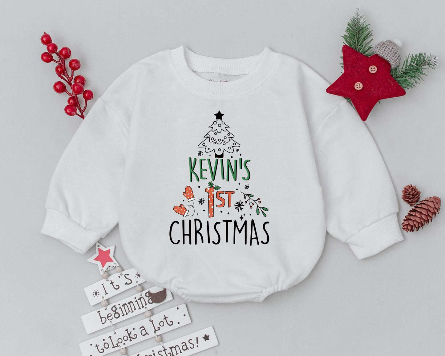 Groovy Christmas Baby Romper: Personalized First Xmas Outfit