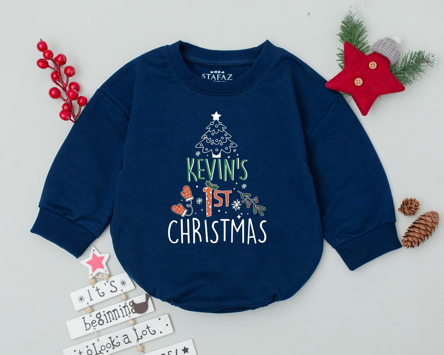 Groovy Christmas Baby Romper: Personalized First Xmas Outfit