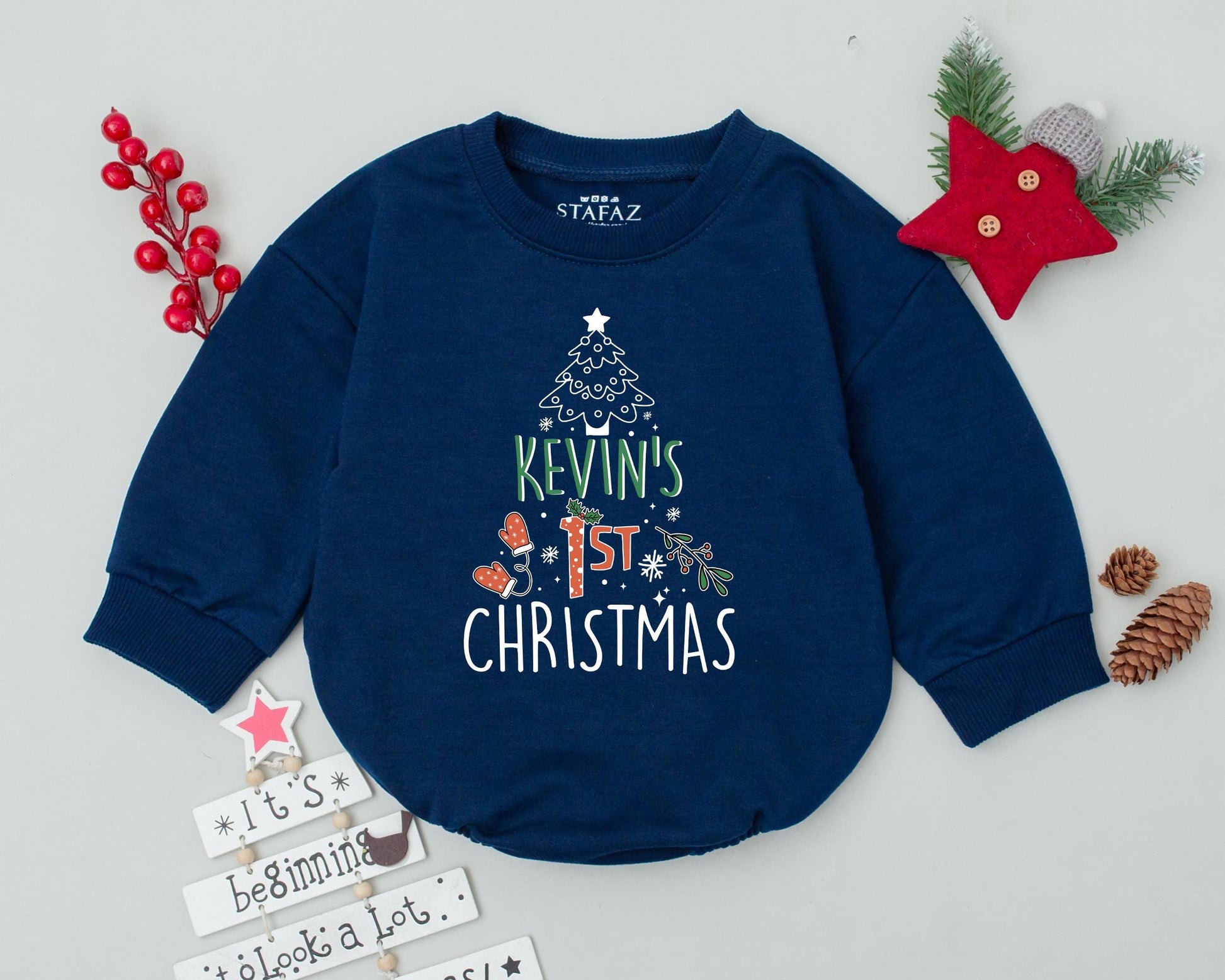 Groovy Christmas Baby Romper: Personalized First Xmas Outfit