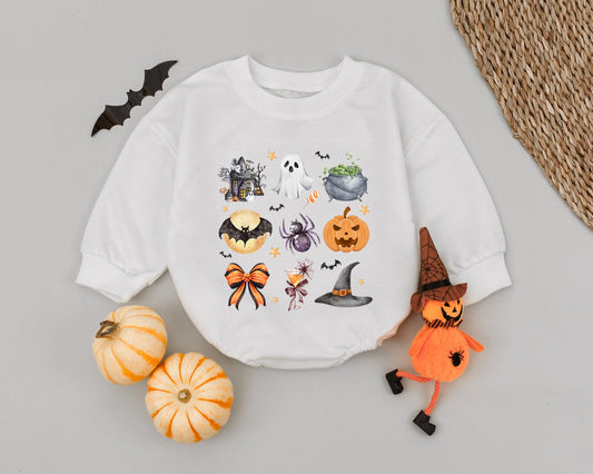 Groovy Halloween Baby Romper with Bow – First Costume for Newborns