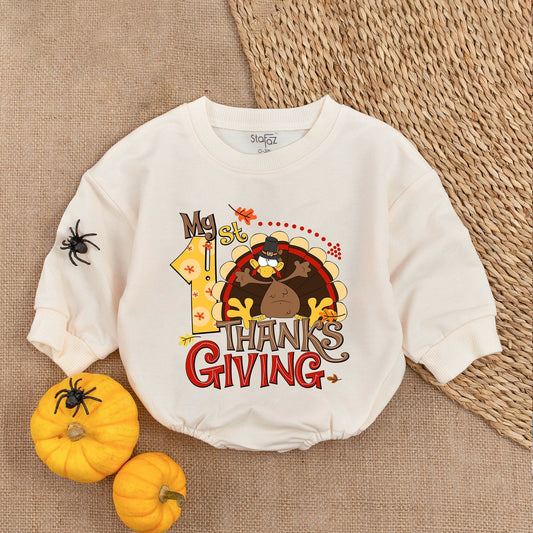 First Thanksgiving Baby Outfit - Little Turkey Romper - Fall Gift