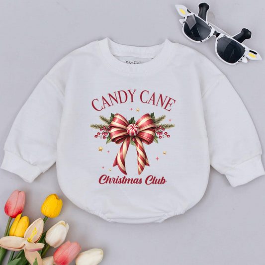 Retro Candy Cane Baby Romper - First Christmas Outfit & Gift  