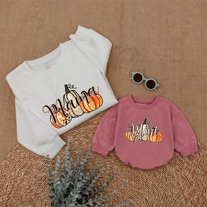 Pumpkin Season Mommy & Me Outfits: Sweatshirts & Rompers