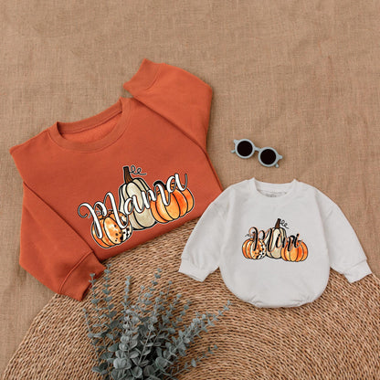 Pumpkin Season Mommy & Me Outfits: Sweatshirts & Rompers