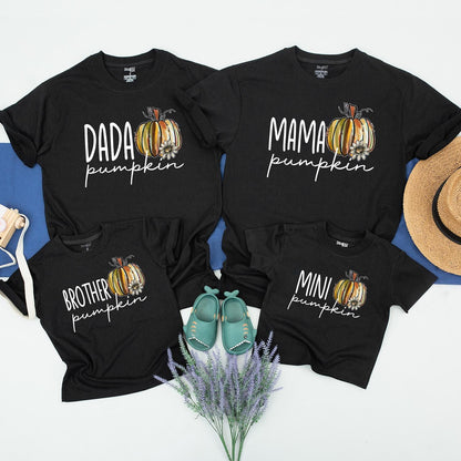 Custom Matching Family Pumpkin Shirts Mama Dada Sister Mini Whimsical Fall Mommy and Me Outfits Colorful Graphic Toddler Baby