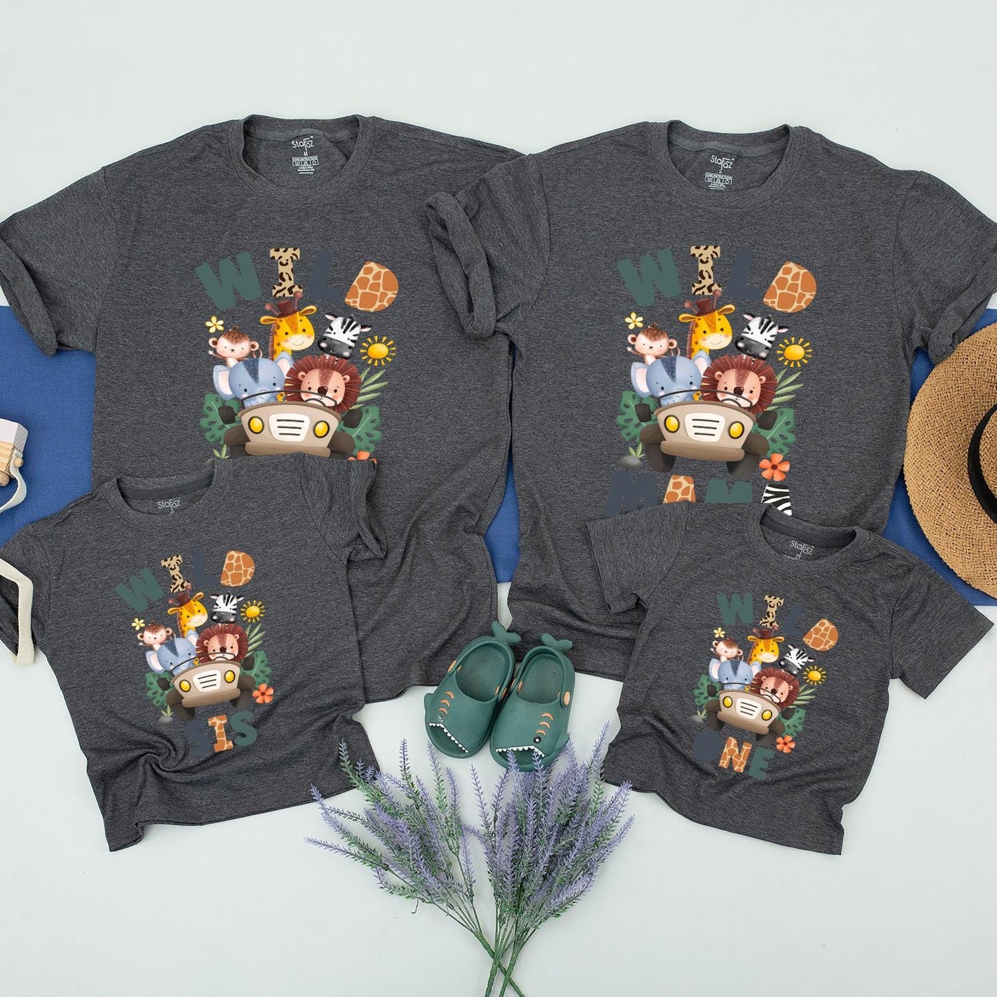 Safari Birthday Family Shirts - Wild One Jungle Theme Matching Outfits