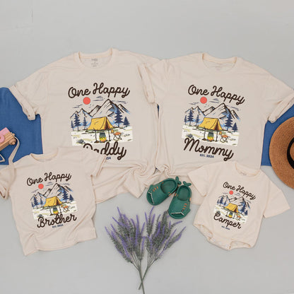 Happy Camper Family Shirt Set: 1st Birthday Camping Outfit