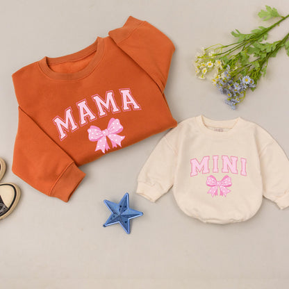 Mama & Mini Bow Sweatshirt Set: Retro Mother's Day & Baby Shower Gift