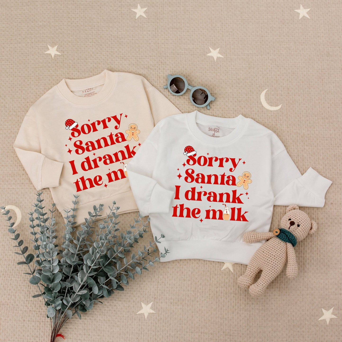 Sorry Santa I Drank The Milk Sweatshirt Cute Christmas Toddler Sweatshirt Funny Holiday Outfit Baby Boy Girl Winter Clothes Santa Hat 1st Xmas Gift 139