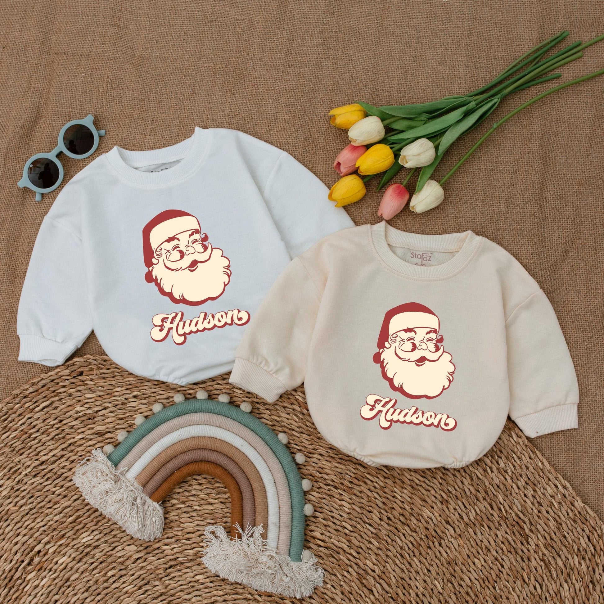 Retro Santa Baby Romper: First Christmas Outfit & Newborn Gift
