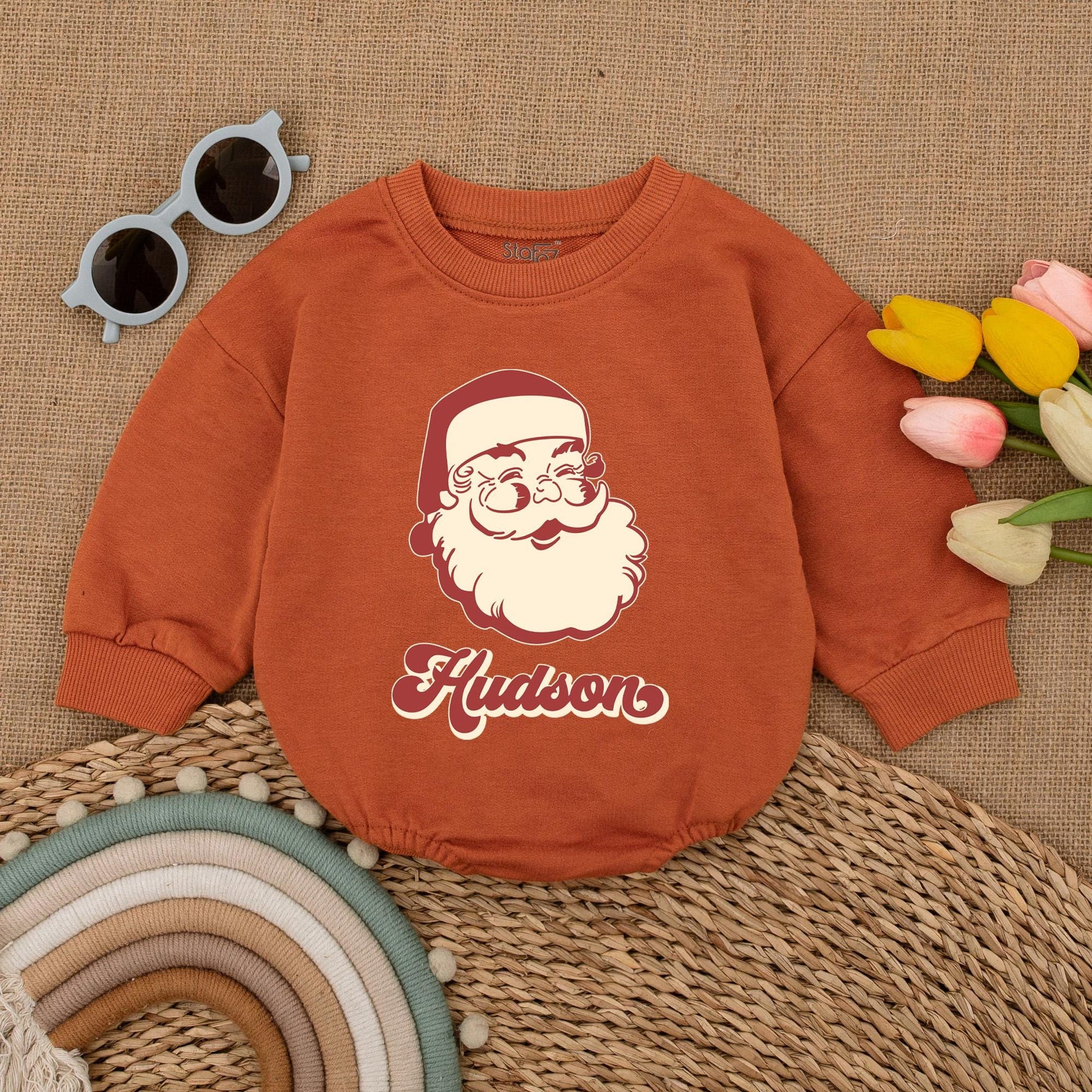 Retro Santa Baby Romper: First Christmas Outfit & Newborn Gift