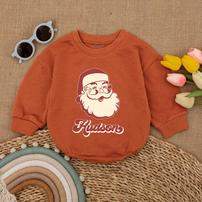 Retro Santa Baby Romper: First Christmas Outfit & Newborn Gift