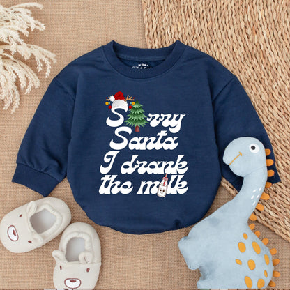 Sorry Santa I Drank The Milk Baby Romper Christmas Outfit Cute Holiday Bodysuit Xmas Baby Girl Gift Soft Cotton Newborn Party Clothes (134 chars)