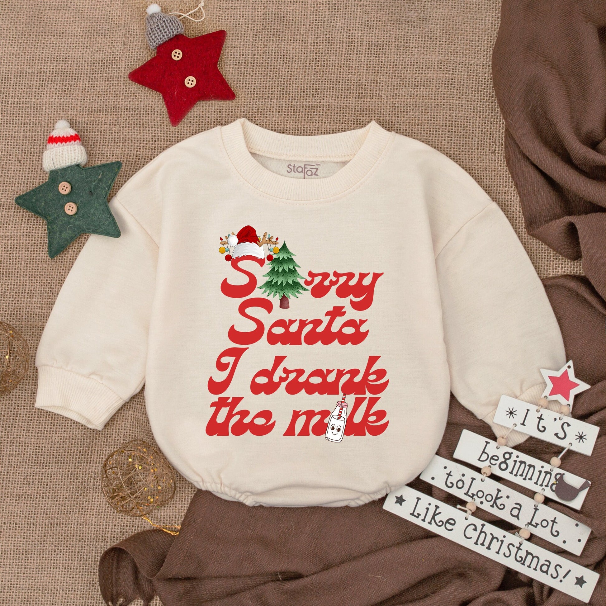 Sorry Santa I Drank The Milk Baby Romper Christmas Outfit Cute Holiday Bodysuit Xmas Baby Girl Gift Soft Cotton Newborn Party Clothes (134 chars)