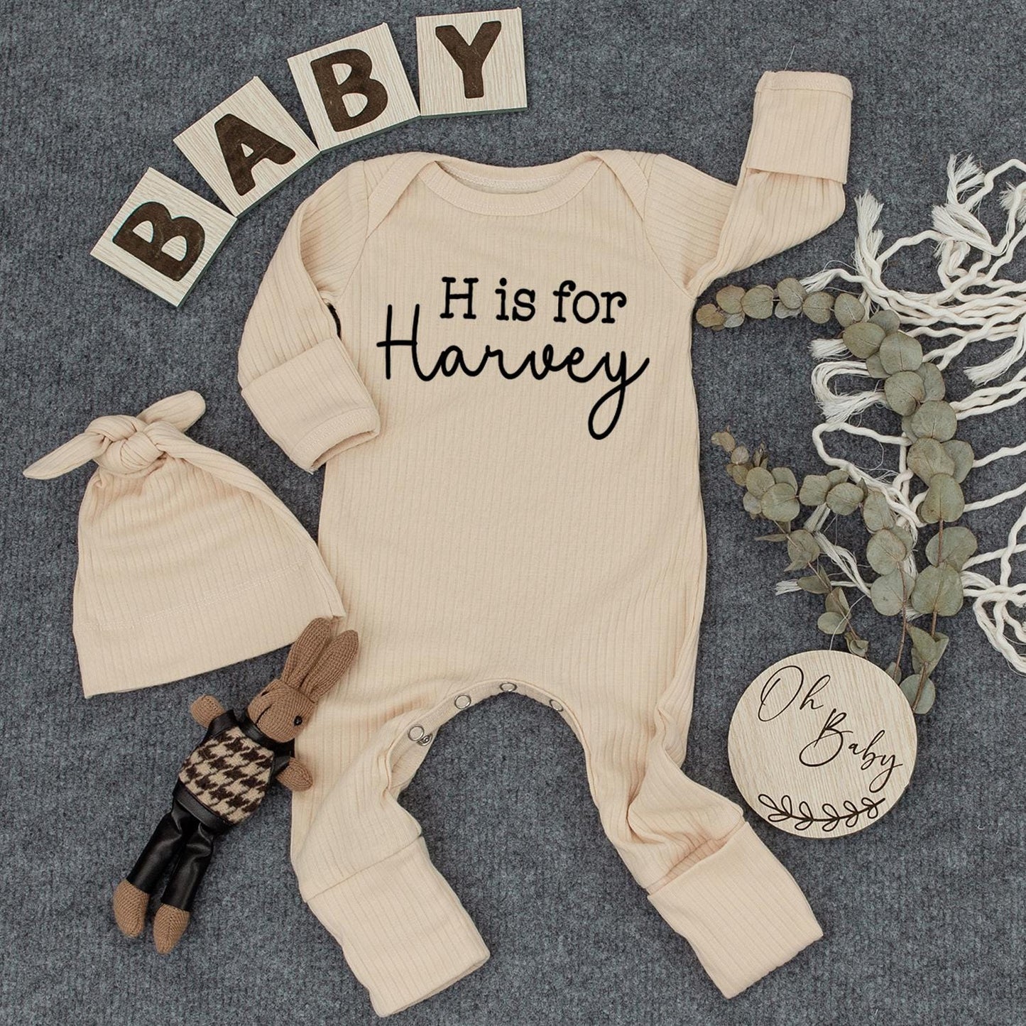 Letter Is For Your Baby's Name Bodysuit Personalized Initial Baby Shower Gift Newborn Outfit Custom Name Infant Clothes Soft Cotton Comfortable Gift 138