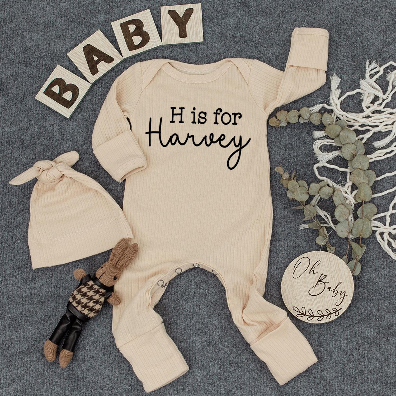Letter Is For Your Baby's Name Bodysuit Personalized Initial Baby Shower Gift Newborn Outfit Custom Name Infant Clothes Soft Cotton Comfortable Gift 138