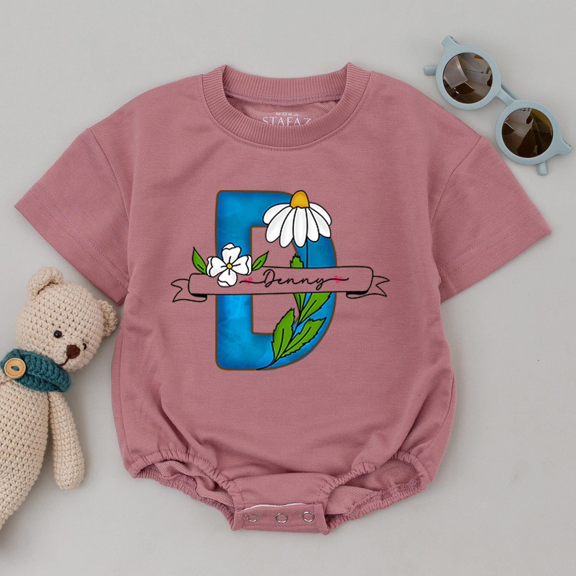 Matching Family Name Shirts, Personalized Outfits, Floral Design Set