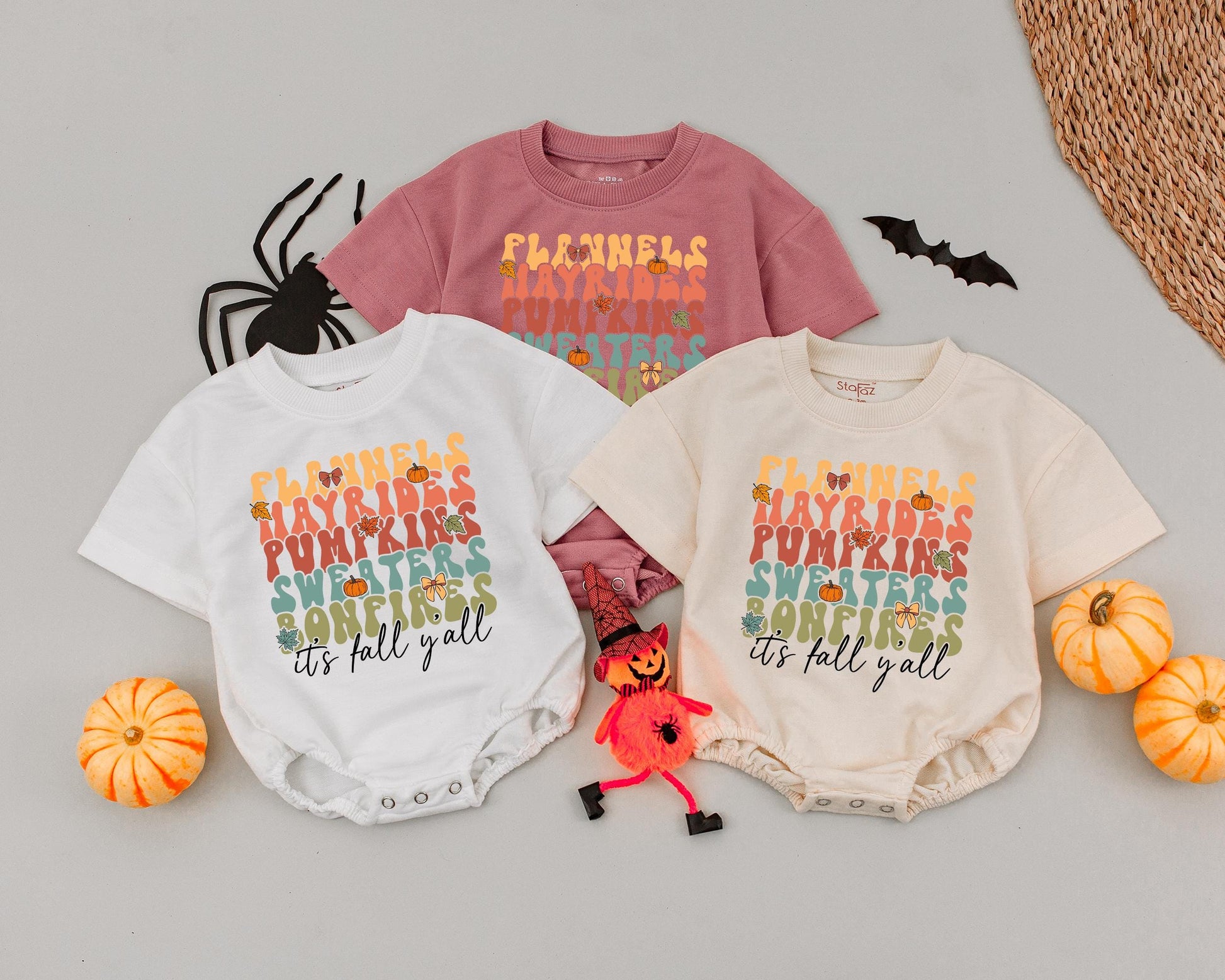 Retro Pumpkin Truck Romper: First Thanksgiving Outfit for Babies