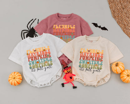 Retro Pumpkin Truck Romper: First Thanksgiving Outfit for Babies