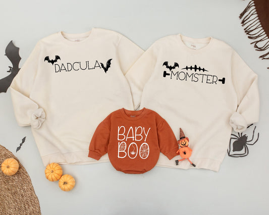 Matching Halloween Family Sweatshirts: Momster, Dadcula, Baby Boo Outfits, Spooky Cute Costume Sweatshirts, Couples Halloween Sweaters, Family Shirts