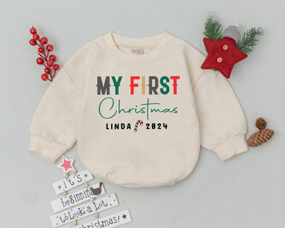 Personalized Christmas Outfit: Retro Romper & Groovy Sweatshirt