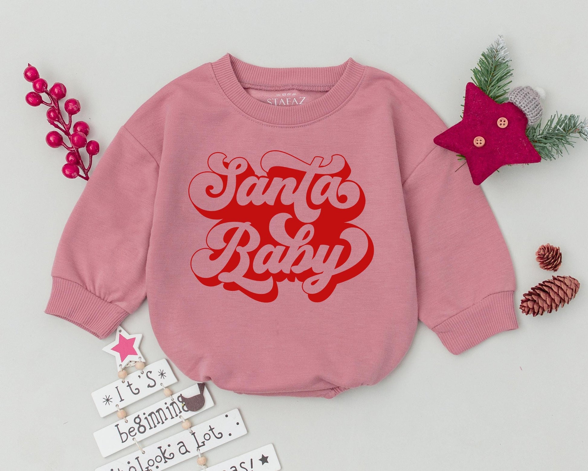 Groovy Santa Baby Romper: Retro 1st Christmas & Shower Gift