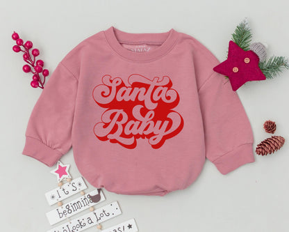 Groovy Santa Baby Romper: Retro 1st Christmas & Shower Gift