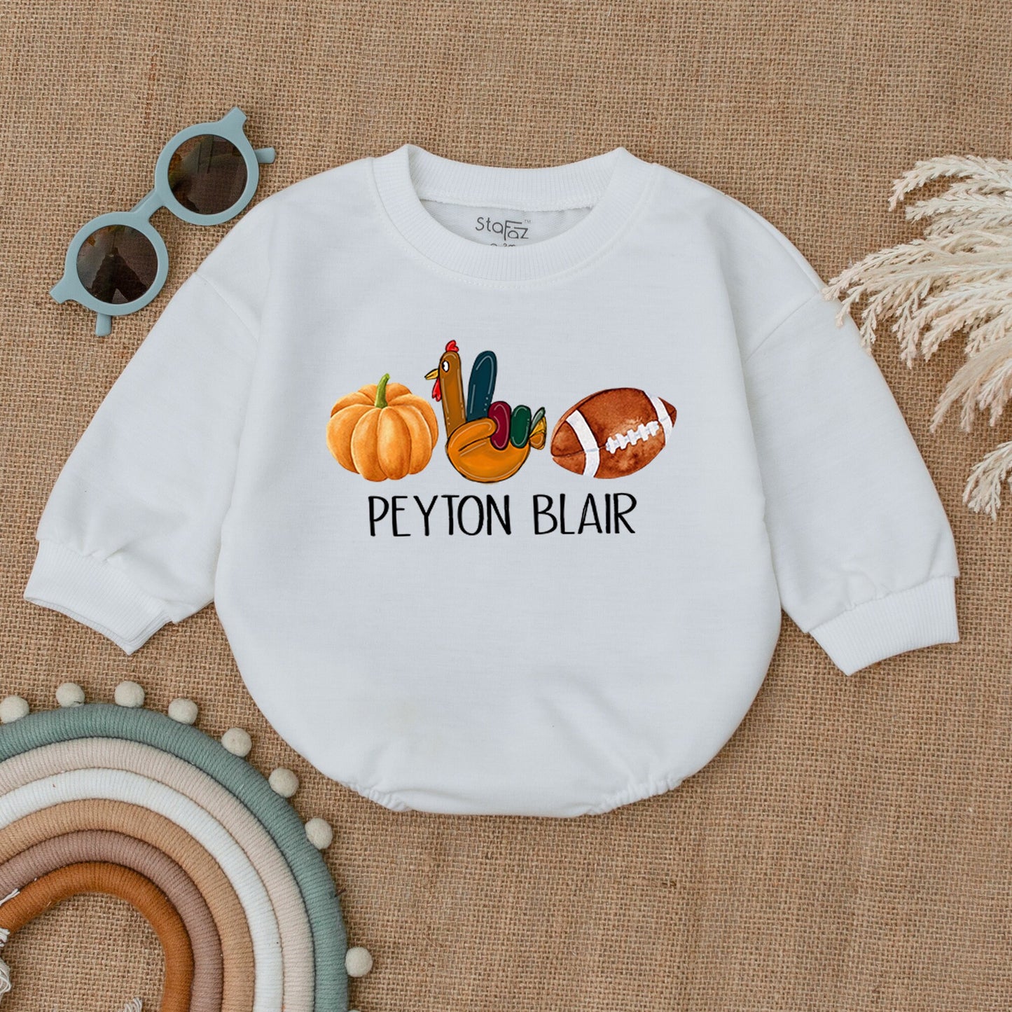 Thanksgiving Football Romper: Turkey & Touchdowns Baby Outfit