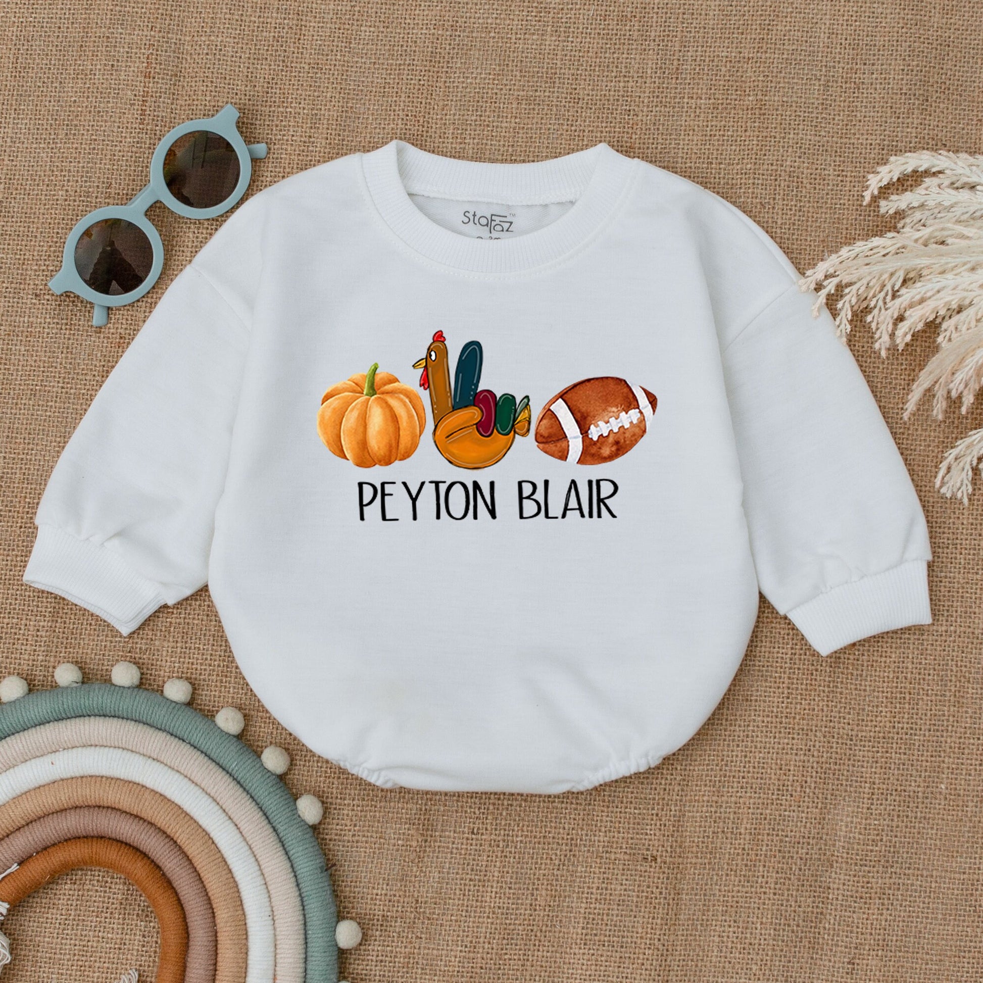 Thanksgiving Football Romper: Turkey & Touchdowns Baby Outfit
