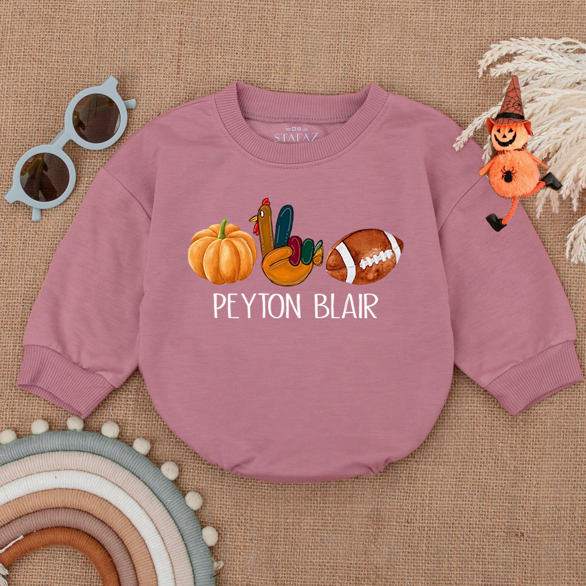 Thanksgiving Football Romper: Turkey & Touchdowns Baby Outfit
