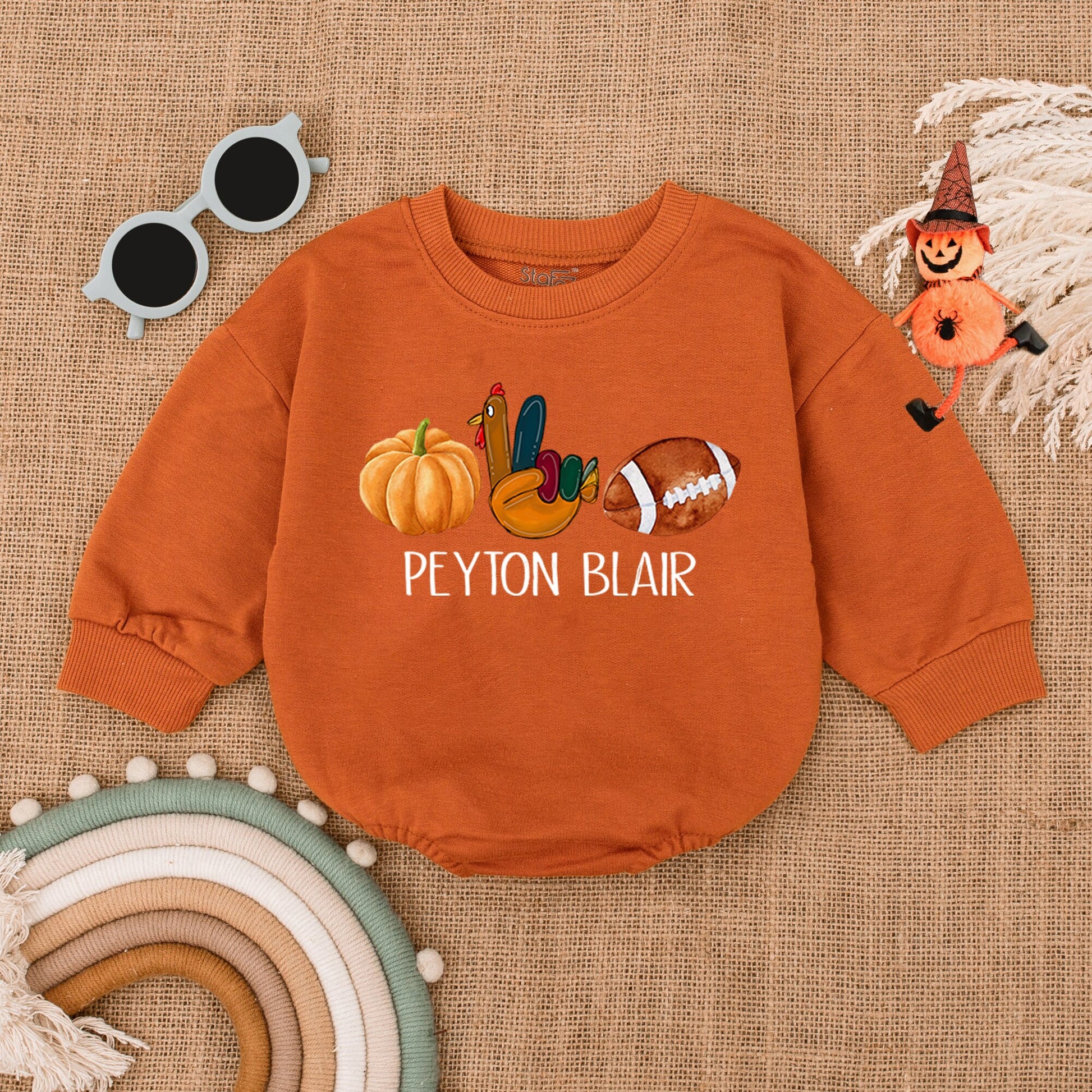 Thanksgiving Football Romper: Turkey & Touchdowns Baby Outfit