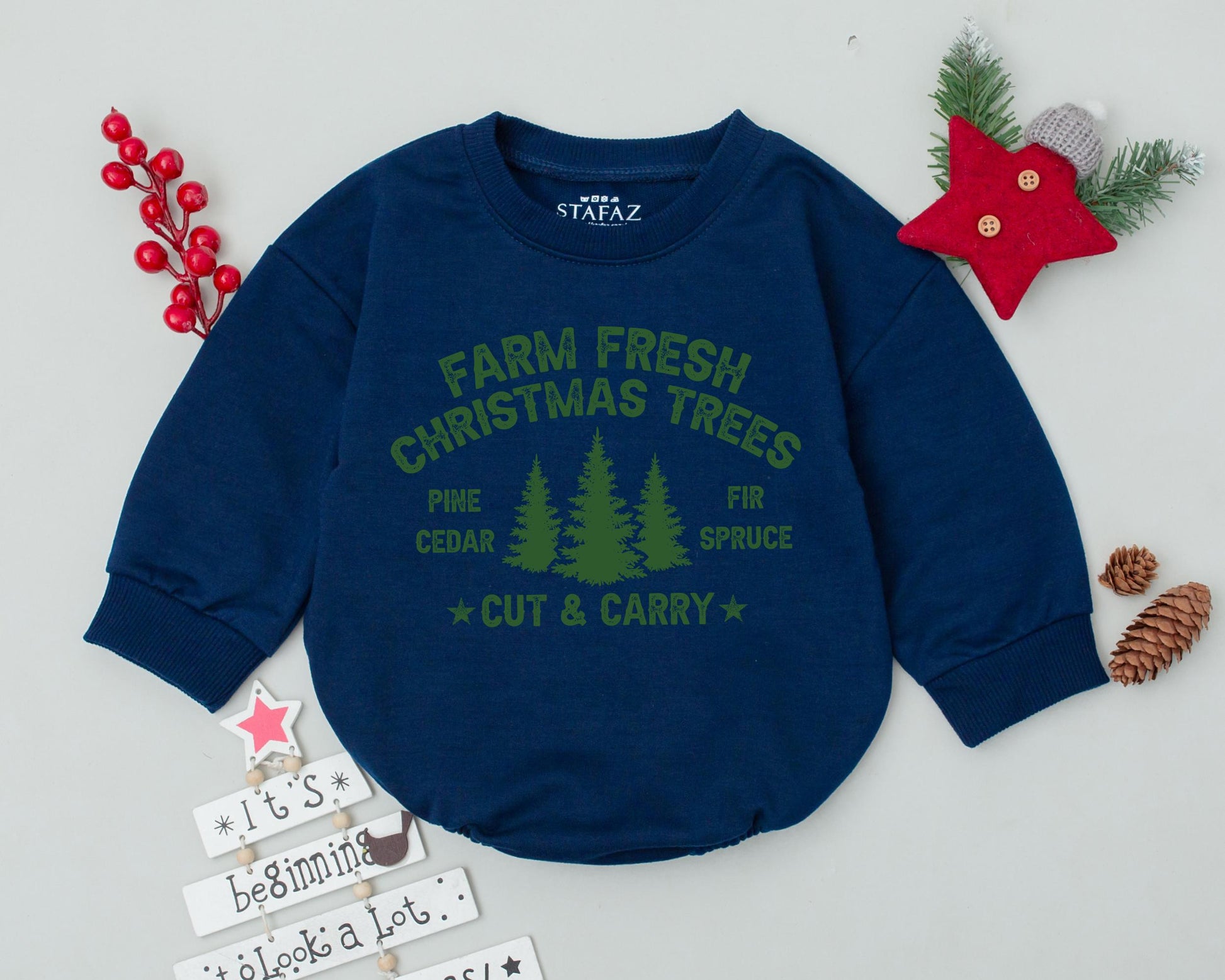 Retro Farm Fresh Romper: First Christmas Outfit for Toddlers