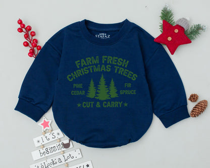 Retro Farm Fresh Romper: First Christmas Outfit for Toddlers