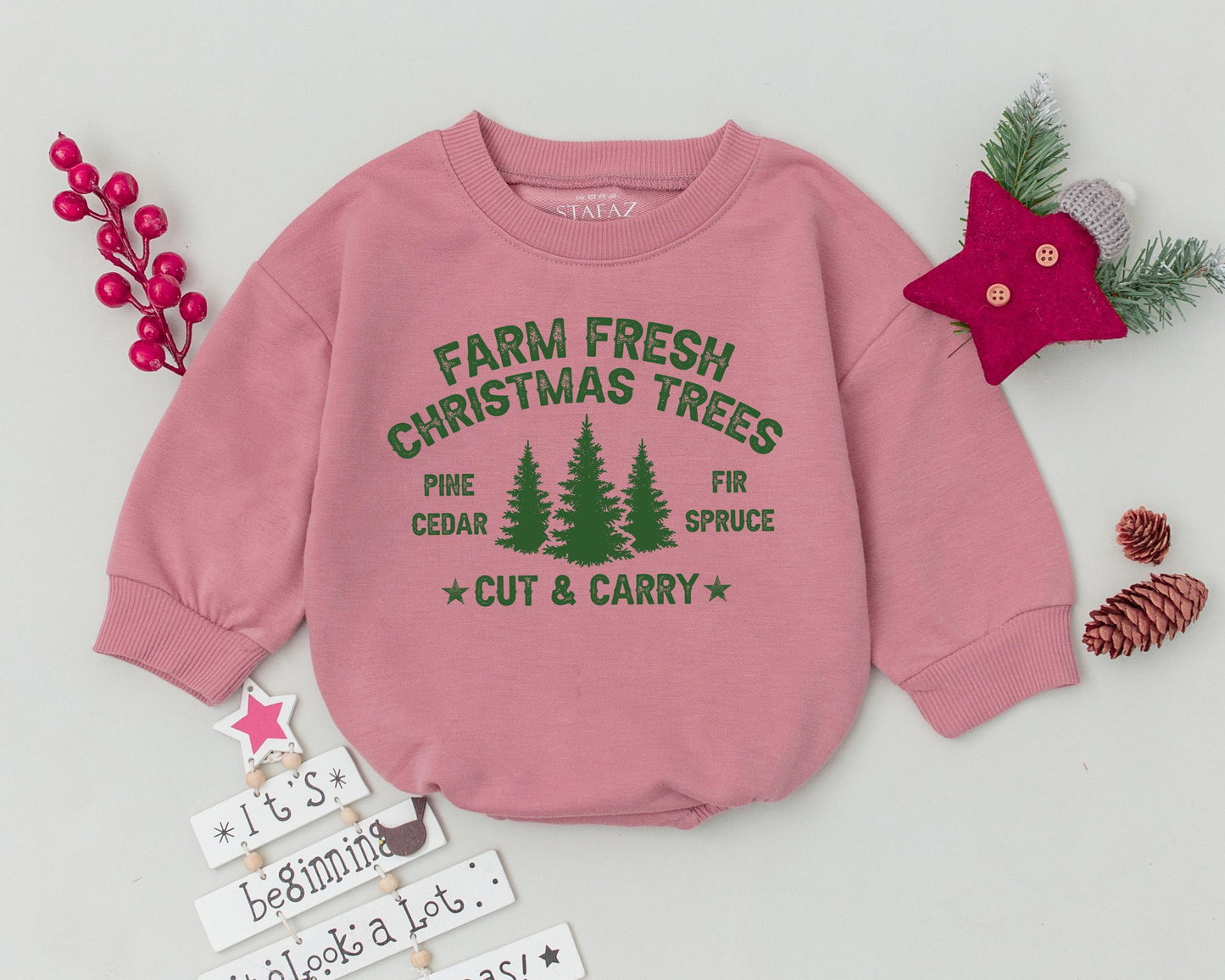 Retro Farm Fresh Romper: First Christmas Outfit for Toddlers