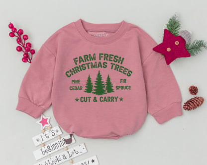 Retro Farm Fresh Romper: First Christmas Outfit for Toddlers