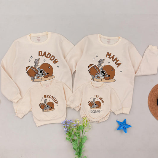 Football Birthday Sweatshirt Set: Family, Mommy & Me First Down