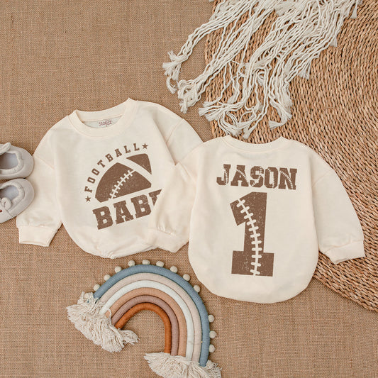 Personalized Baby Football Romper & Kid's Gameday Sweatshirt Gift