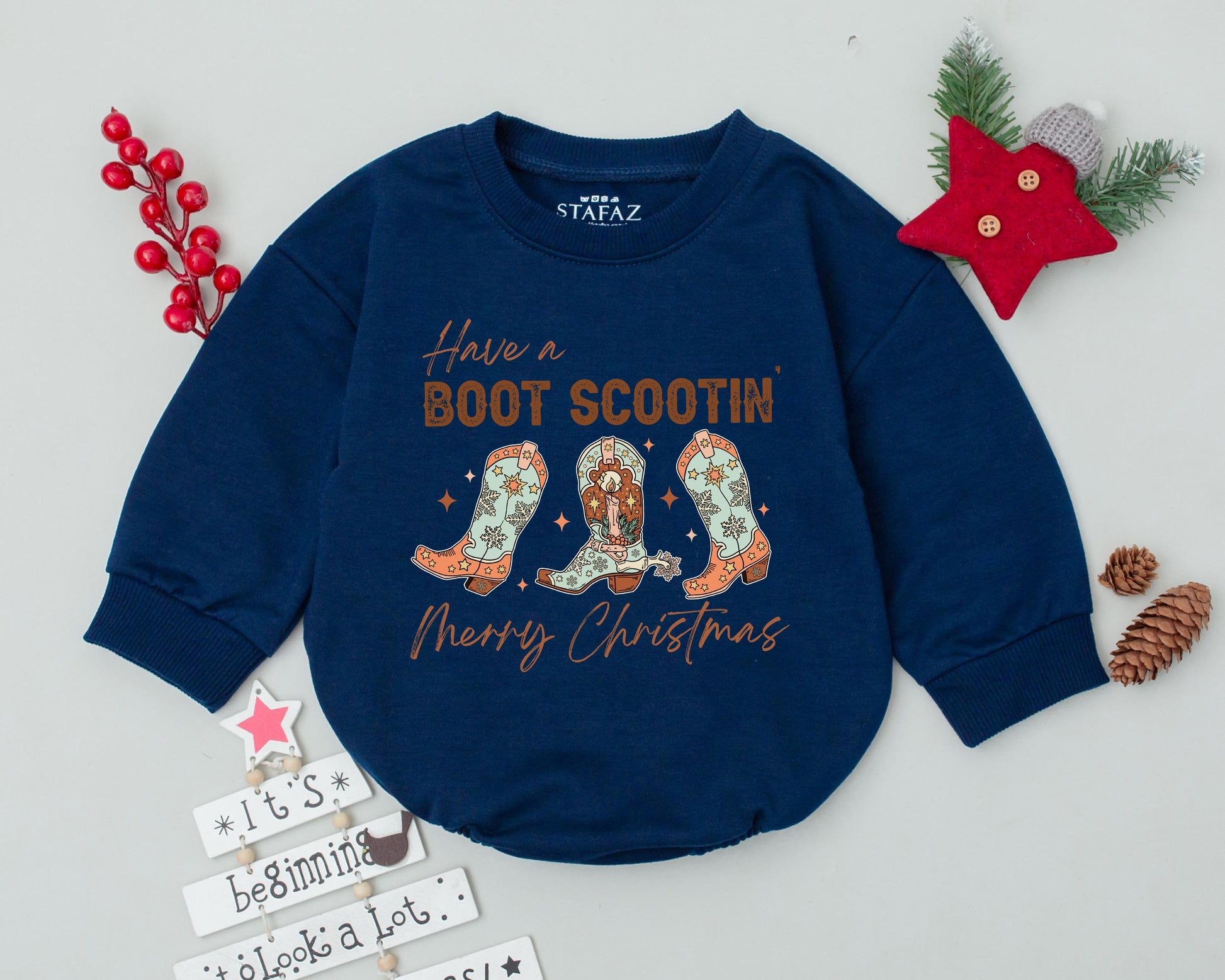 Cowgirl Christmas Romper: Western Baby's 1st Holiday Outfit