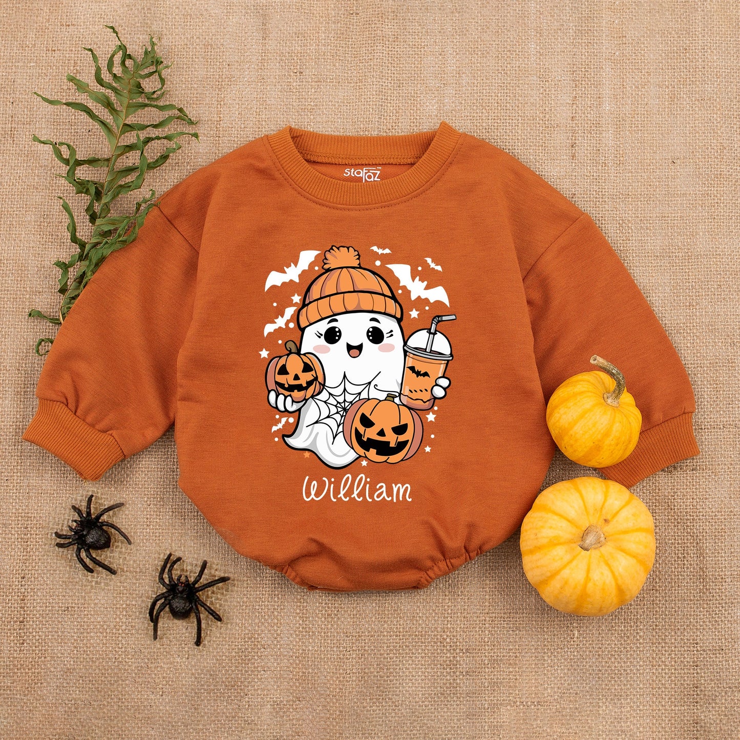 Personalized Cute Ghost Halloween Romper - Baby Pumpkin Outfit