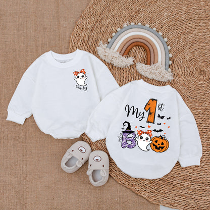 First Halloween Romper - Cute Ghost Baby Bodysuit for Infants