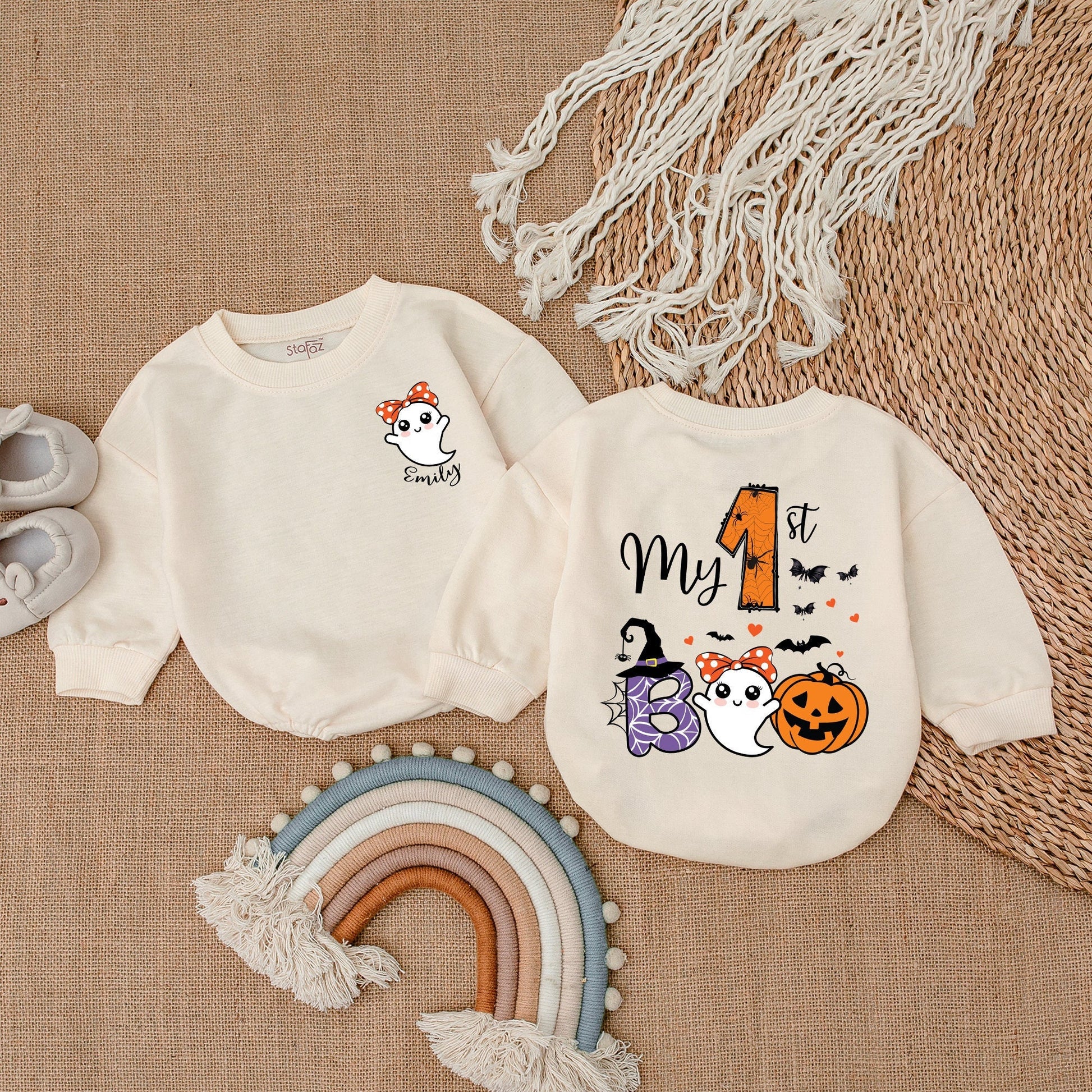 First Halloween Romper - Cute Ghost Baby Bodysuit for Infants