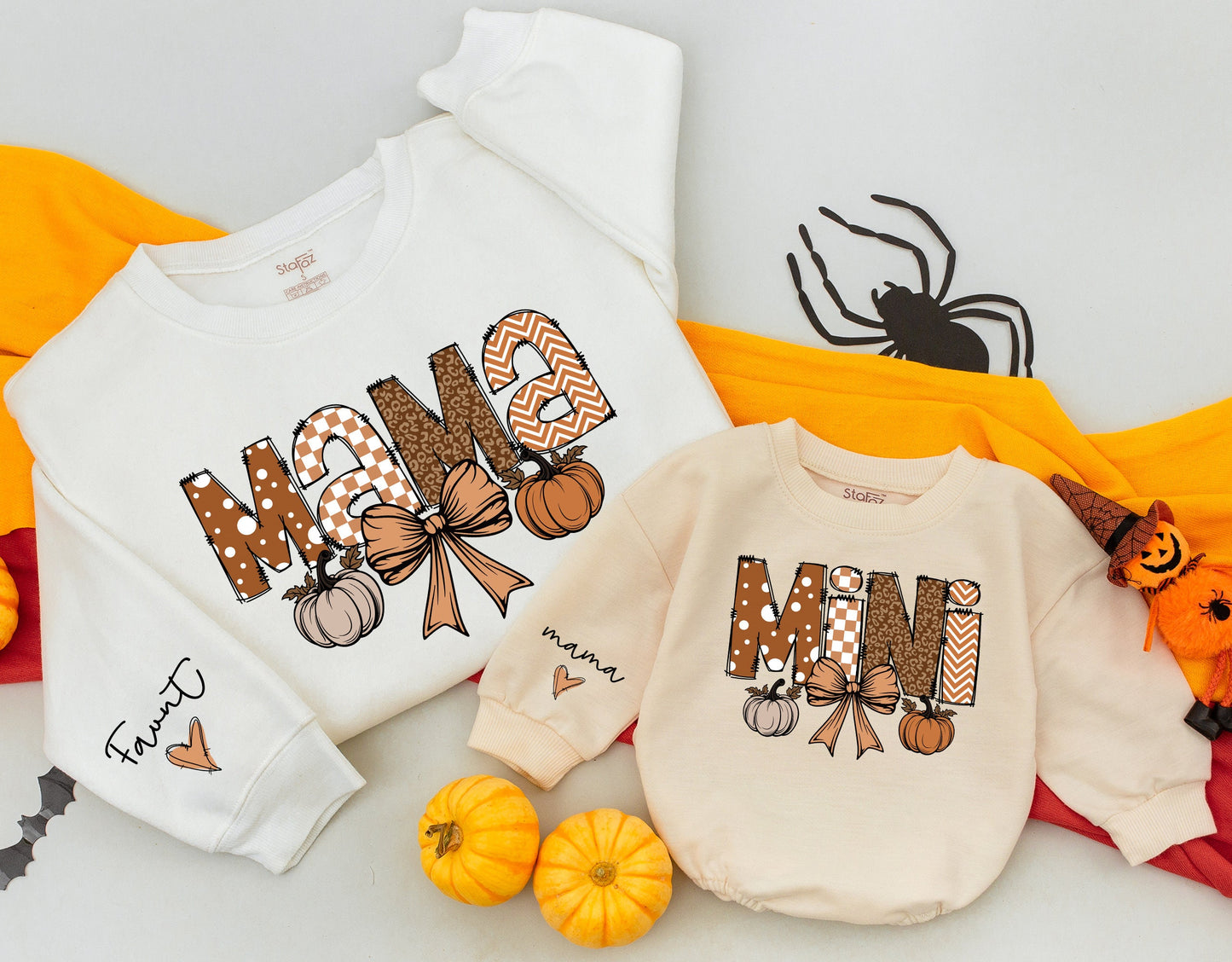 Matching Fall Sweatshirts: Retro Pumpkin Mama & Mini Outfit Gift