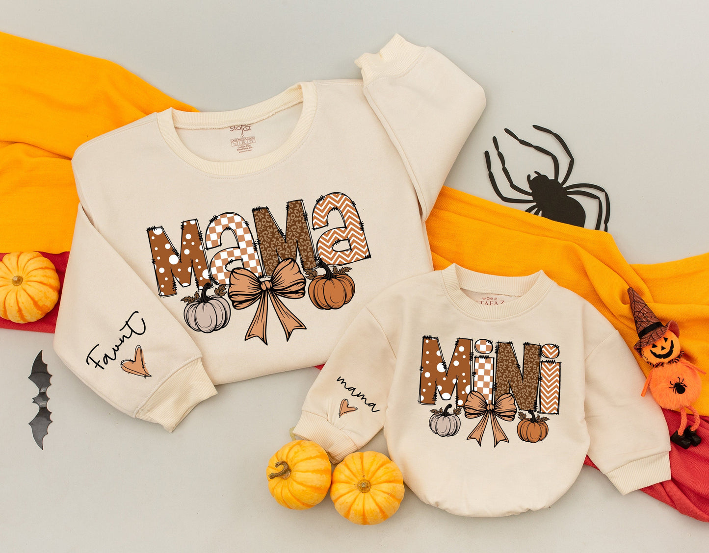 Matching Fall Sweatshirts: Retro Pumpkin Mama & Mini Outfit Gift