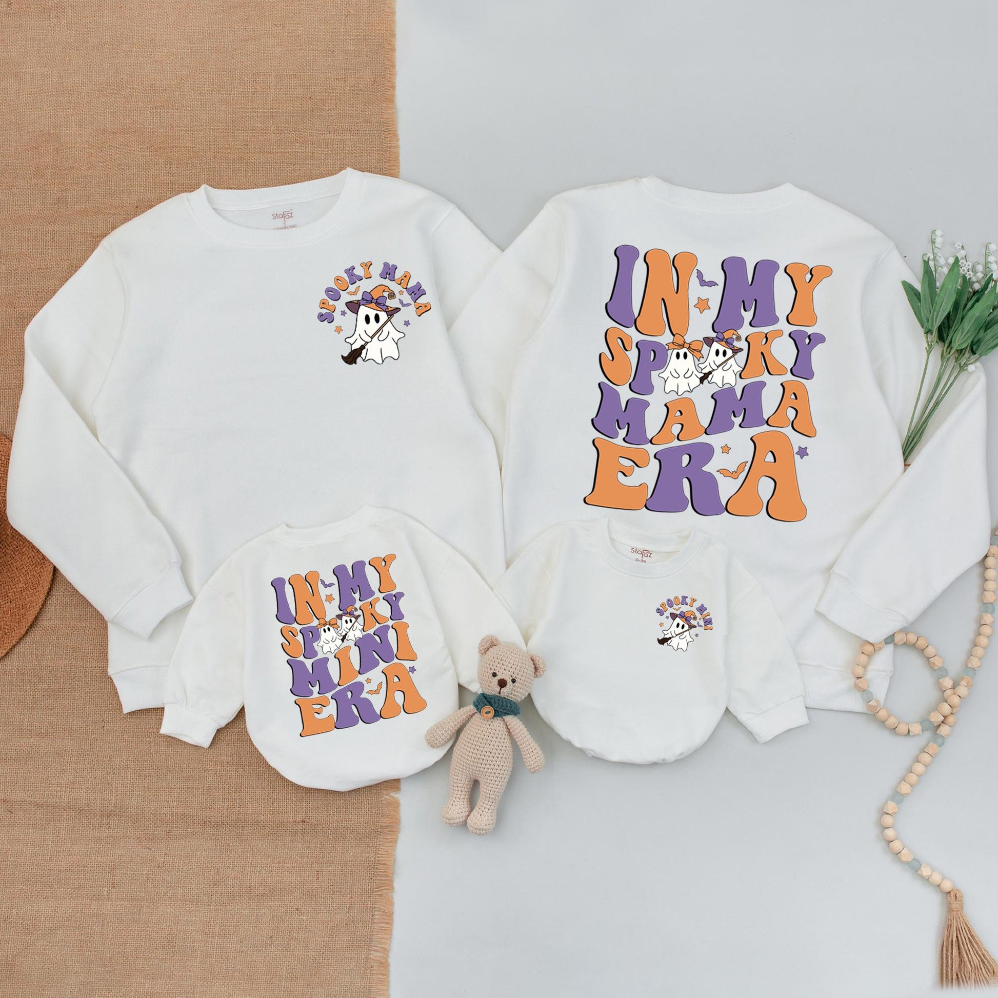 Spooky Season Outfits: Mama & Baby Halloween Sweaters, Ghost Bodysuits