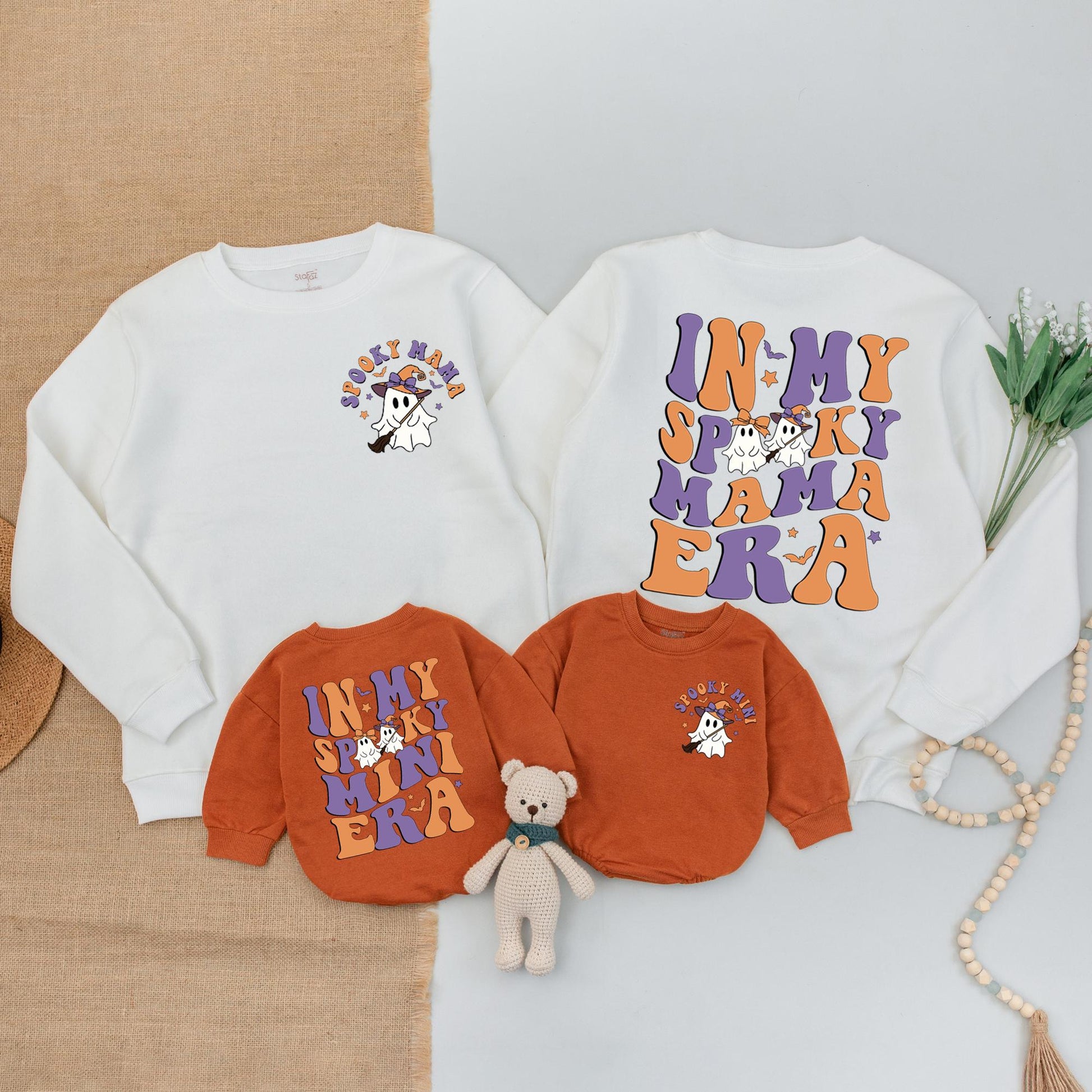 Spooky Season Outfits: Mama & Baby Halloween Sweaters, Ghost Bodysuits