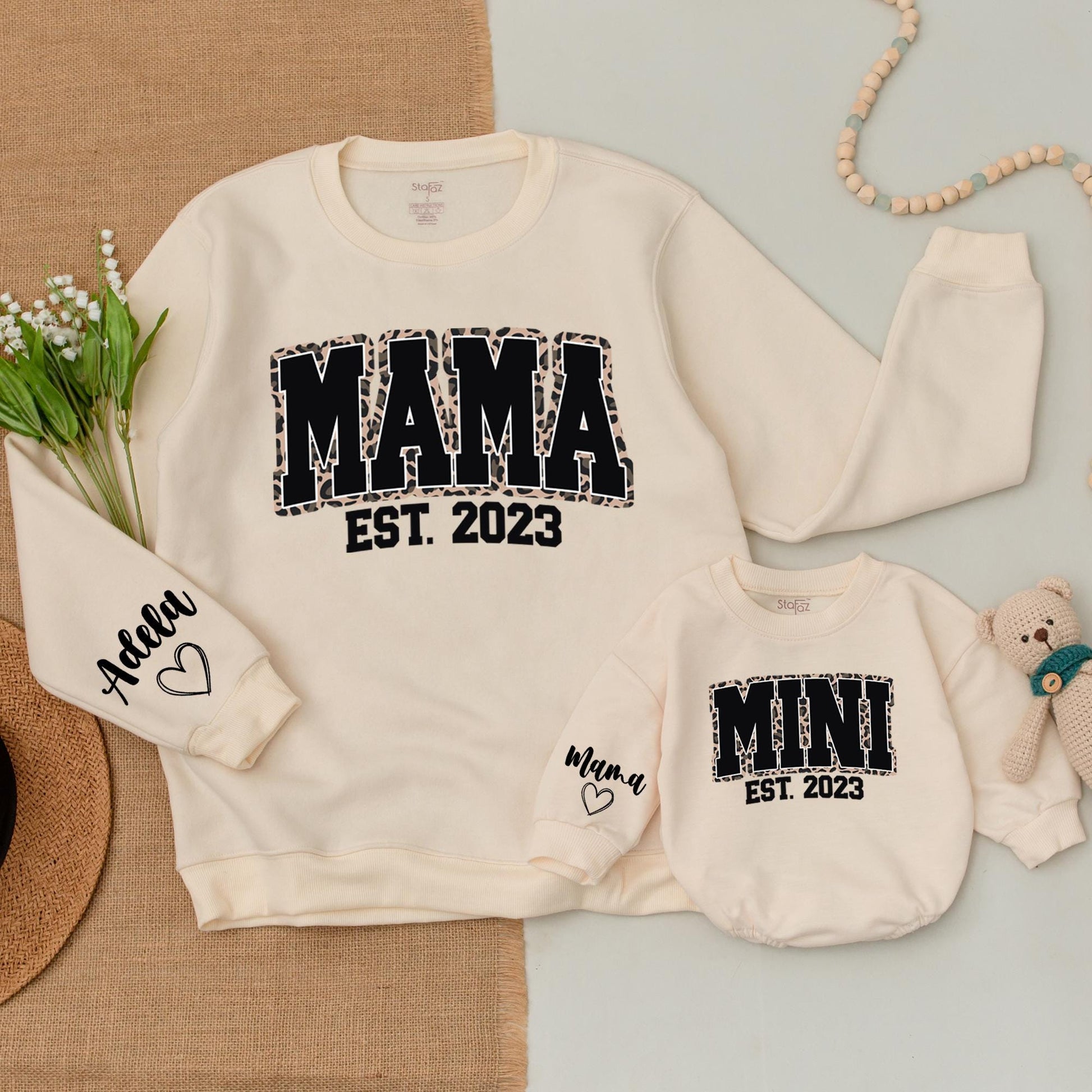 Mom and Me Cheetah Sweaters: Cute Fall Outfits & Baby Bodysuits