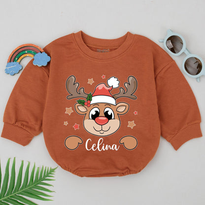 Custom Reindeer Baby Romper | 1st Christmas & Baby Shower Gift